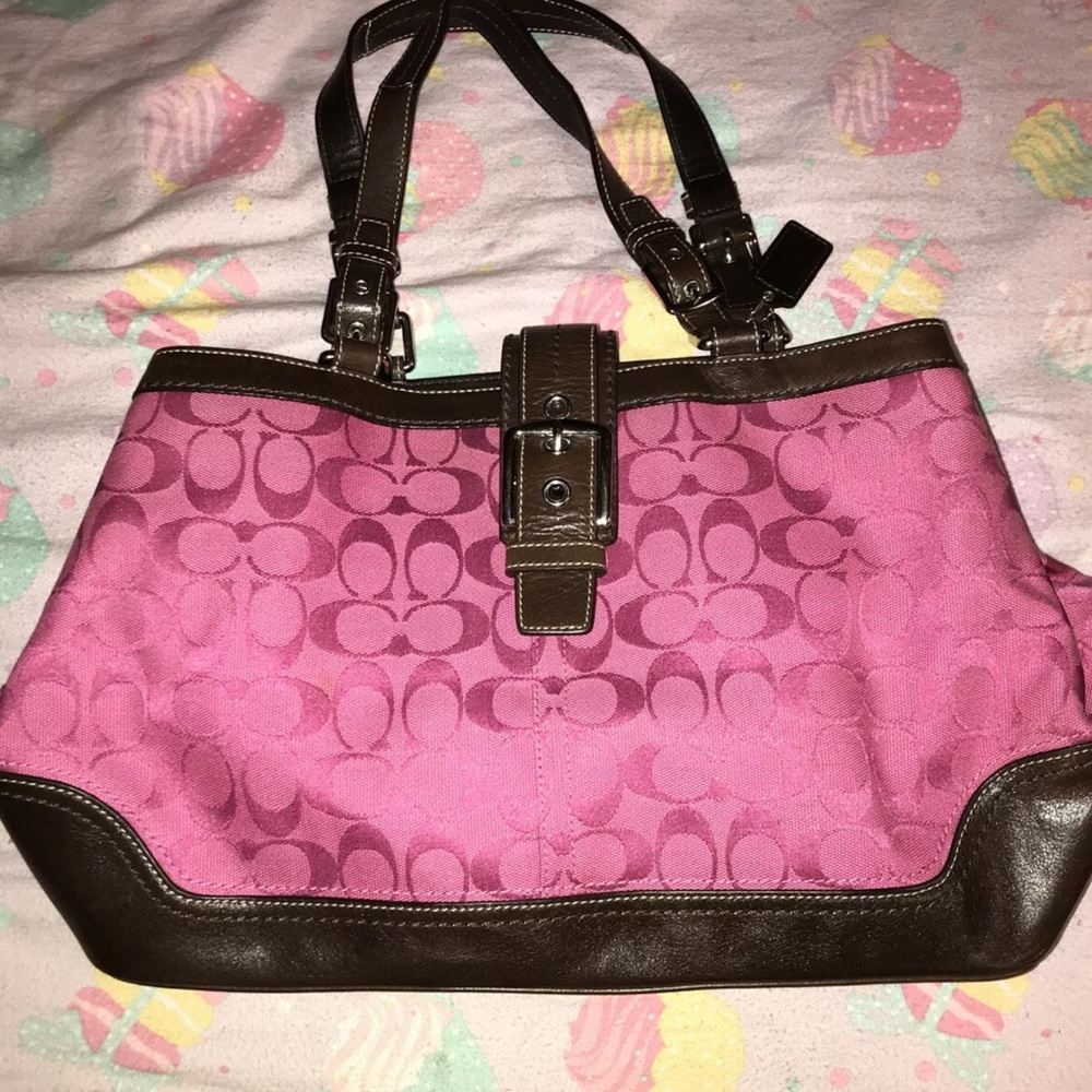 COACH Pink and Brown Handbag — Like New!
